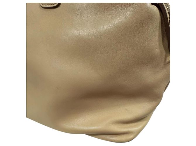 Borsa a mano in pelle beige Prada - vista 10