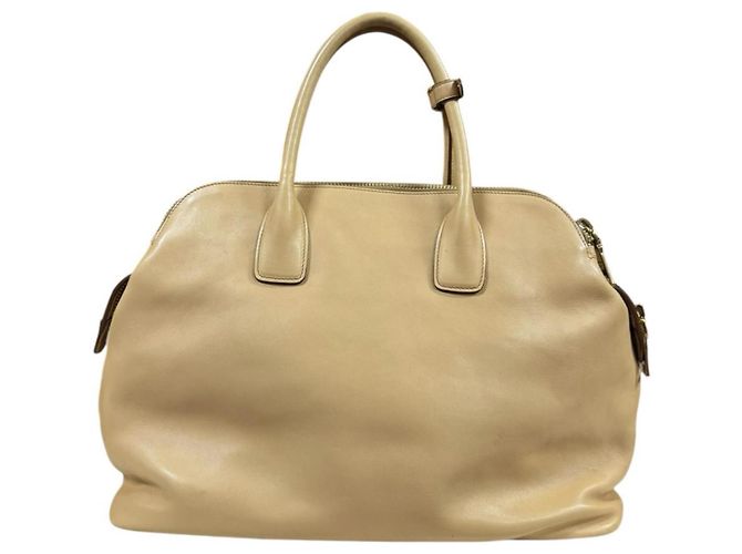 Borsa a mano in pelle beige Prada - vista 3