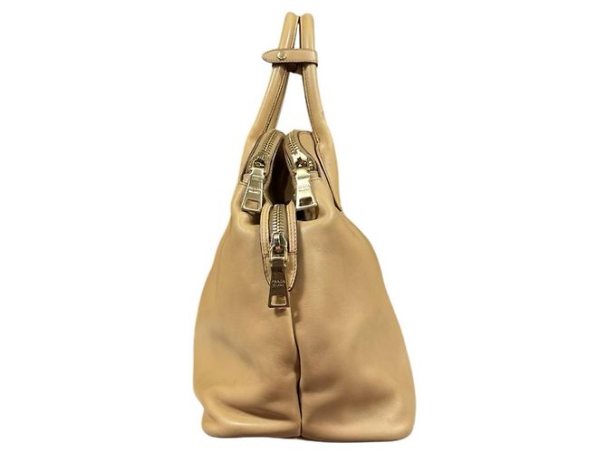 Borsa a mano in pelle beige Prada - vista 4