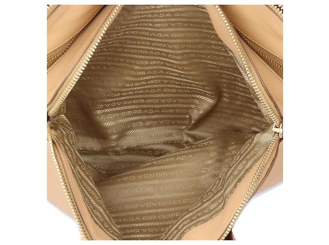 Borsa a mano in pelle beige Prada - vista 8