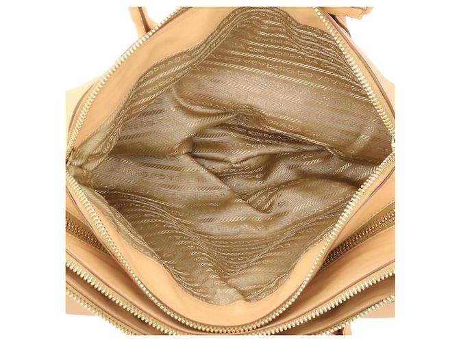 Borsa a mano in pelle beige Prada - vista 9