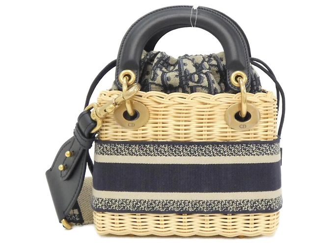 Borsa Christian Dior DIOR OBLIQUE Lady Mini Handbag Blu Multicolore - vista 2