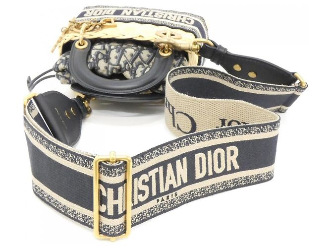 Borsa Christian Dior DIOR OBLIQUE Lady Mini Handbag Blu Multicolore - vista 9