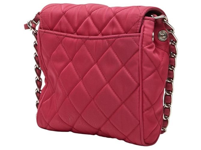 Sac bandoulière à chaîne matelassé Prada Tessuto Impunto Rose - vue 2