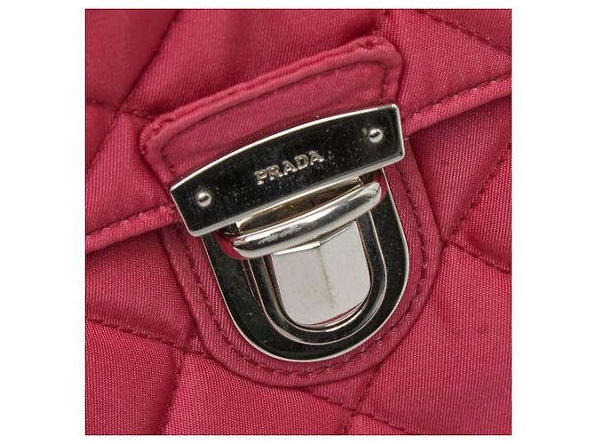 Sac bandoulière à chaîne matelassé Prada Tessuto Impunto Rose - vue 6