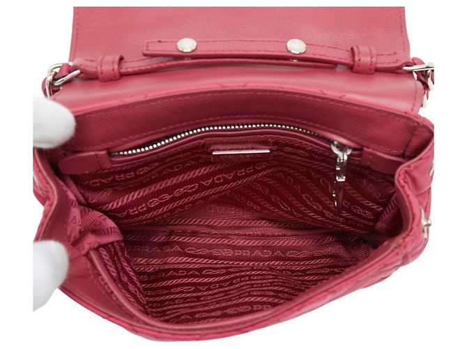 Sac bandoulière à chaîne matelassé Prada Tessuto Impunto Rose - vue 8
