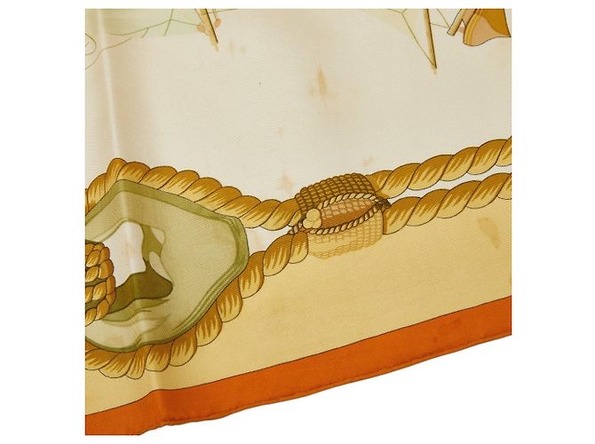 Hermès Sciarpa Hermes Carre 90 Tribord Bianco Beige - vista 4