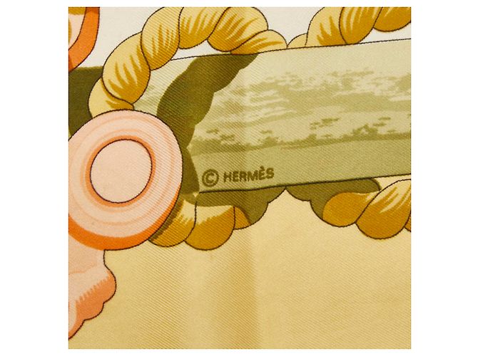 Hermès Sciarpa Hermes Carre 90 Tribord Bianco Beige - vista 7
