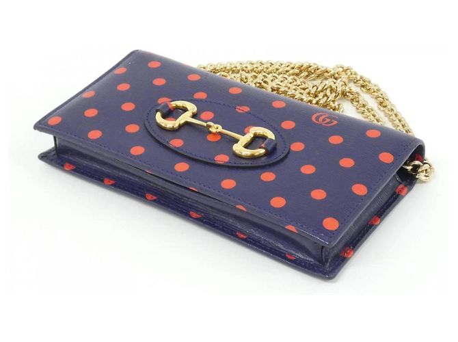 Portafoglio con catena Gucci Horsebit 1955 Rosso Blu - vista 3