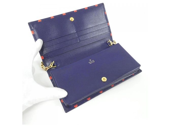 Portafoglio con catena Gucci Horsebit 1955 Rosso Blu - vista 8