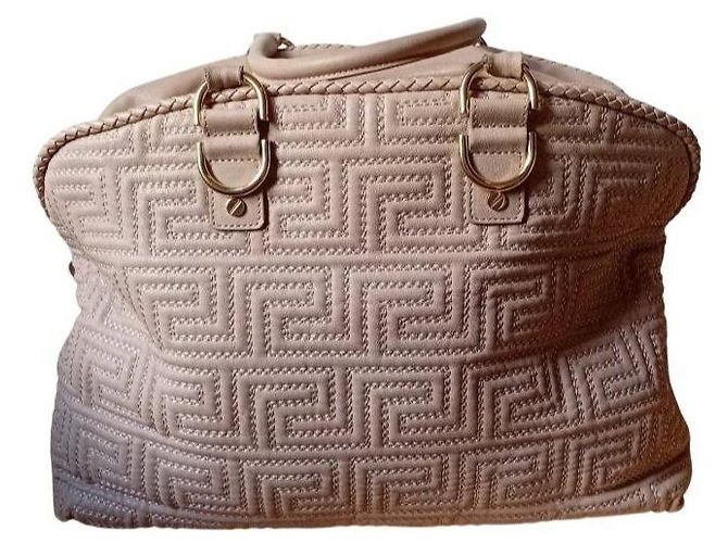 Gianni Versace Couture Borsa a mano in pelle motivo greca Beige - vista 9