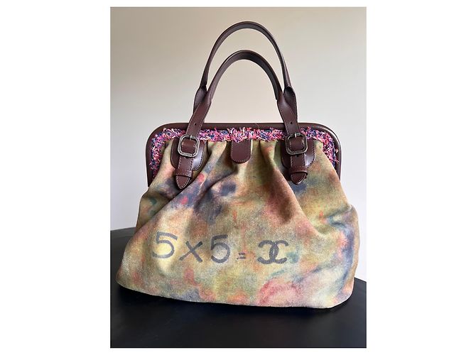 Borsa Bowling Chanel Graffiti Runway in tela Marrone Multicolore - vista 2