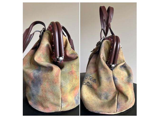 Borsa Bowling Chanel Graffiti Runway in tela Marrone Multicolore - vista 5