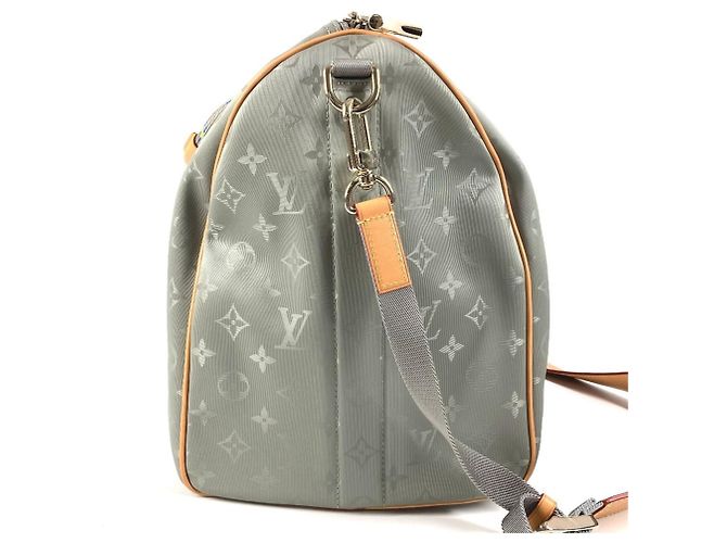 Louis Vuitton Monogram Titanium Keepall Bandoulière 50 Marrone - vista 4