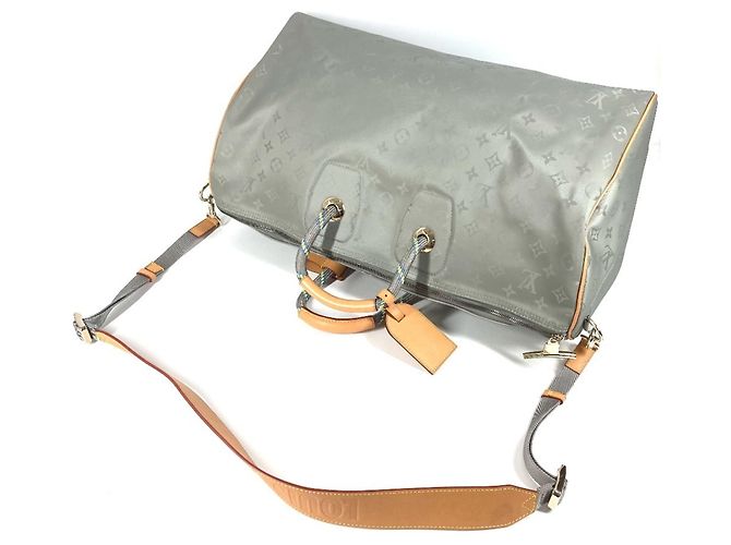 Louis Vuitton Monogram Titanium Keepall Bandoulière 50 Marrone - vista 8