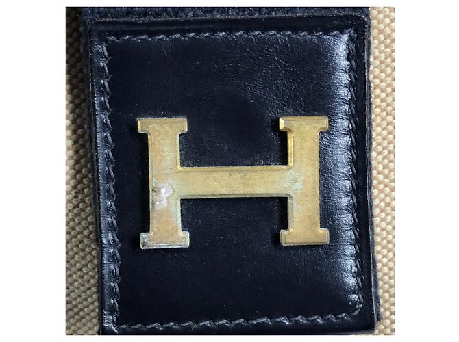 Hermès Hermes Vintage Sacoche Tasche Beige Marineblau - Ansicht 11