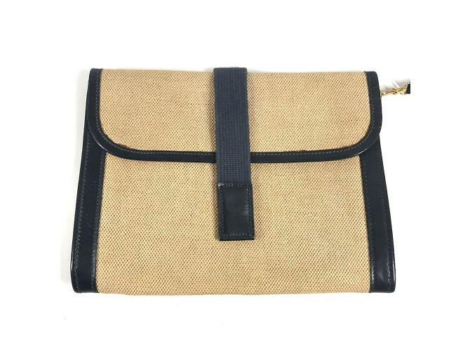 Hermès Hermes Vintage Sacoche Tasche Beige Marineblau - Ansicht 12