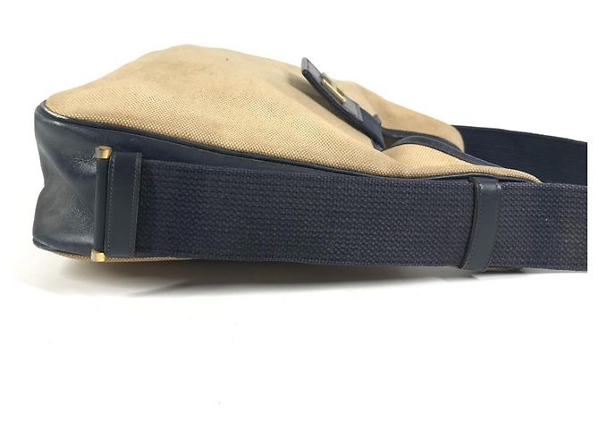 Hermès Hermes Vintage Sacoche Tasche Beige Marineblau - Ansicht 4