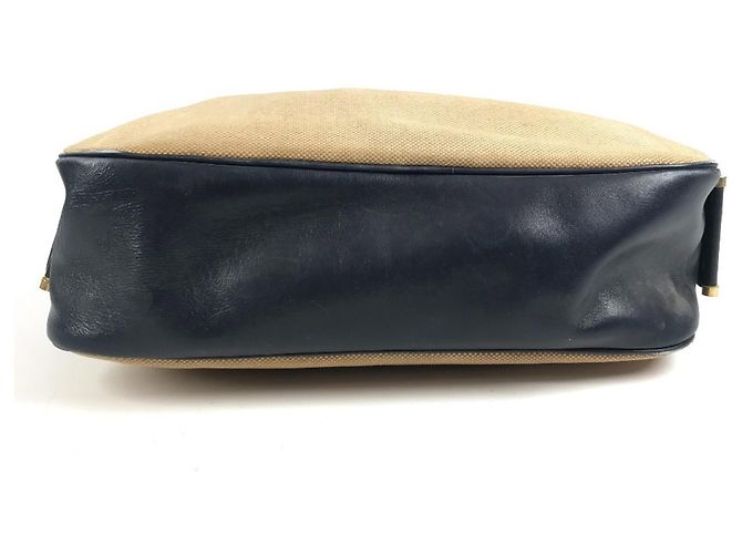 Hermès Hermes Vintage Sacoche Tasche Beige Marineblau - Ansicht 6
