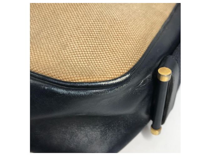 Hermès Hermes Vintage Sacoche Tasche Beige Marineblau - Ansicht 7