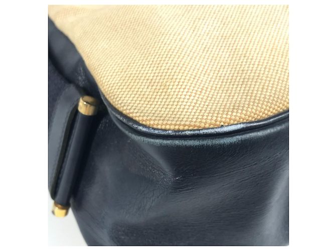Hermès Hermes Vintage Sacoche Tasche Beige Marineblau - Ansicht 8