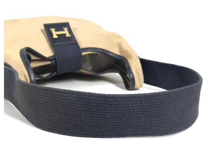 Hermès Hermes Vintage Sacoche Tasche Beige Marineblau - Ansicht 9