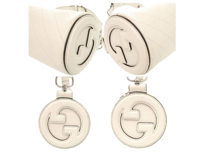 Borsa a tracolla Gucci Blondie in pelle bianca Bianco - vista 8
