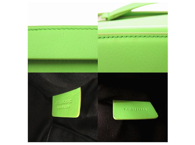 Clutch in pelle verde Salvatore Ferragamo - vista 9