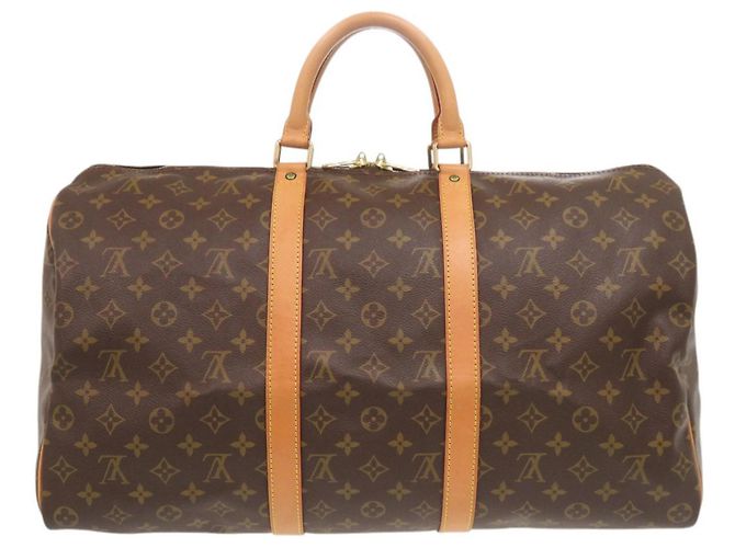 Borsa Boston Louis Vuitton Keepall 50 Monogram Marrone Monogramma - vista 2