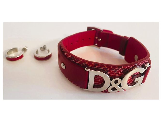 Parure Dolce & Gabbana Bracciale e Orecchini Pelle Rossa Rosso - vista 9
