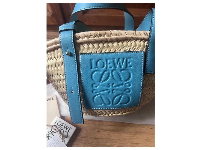 Loewe Paula's Ibiza Borsa Cesta Piccola Beige Blu chiaro - vista 5