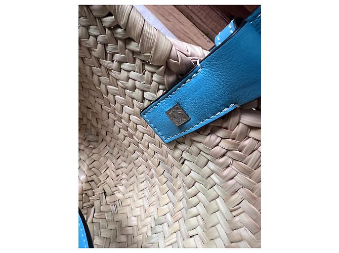 Loewe Paula's Ibiza Borsa Cesta Piccola Beige Blu chiaro - vista 6