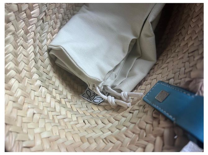 Loewe Paula's Ibiza Borsa Cesta Piccola Beige Blu chiaro - vista 7