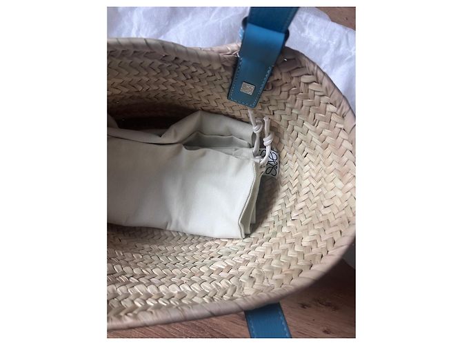 Loewe Paula's Ibiza Borsa Cesta Piccola Beige Blu chiaro - vista 8