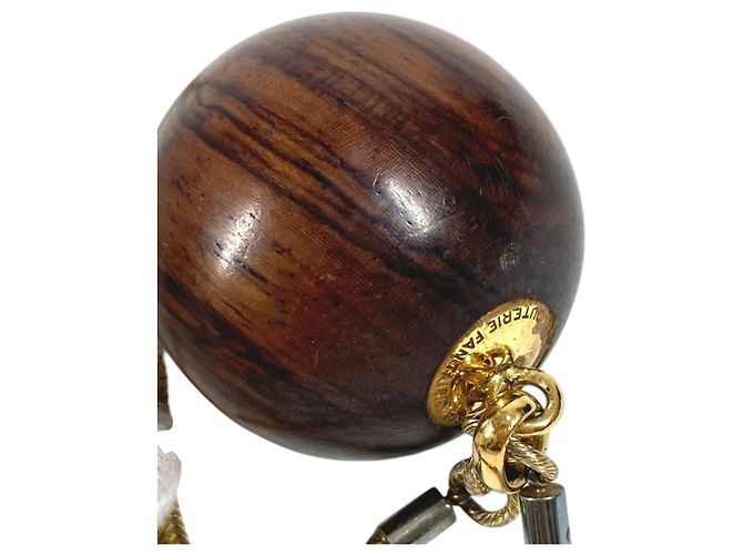 Hermès Collana con catena a sfere in legno marrone e oro Hermes D'oro - vista 12