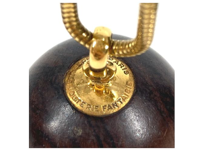 Hermès Collana con catena a sfere in legno marrone e oro Hermes D'oro - vista 6