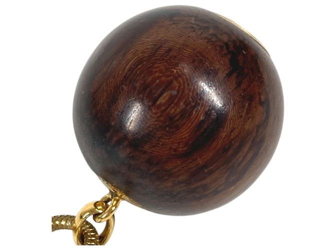 Hermès Collana con catena a sfere in legno marrone e oro Hermes D'oro - vista 7