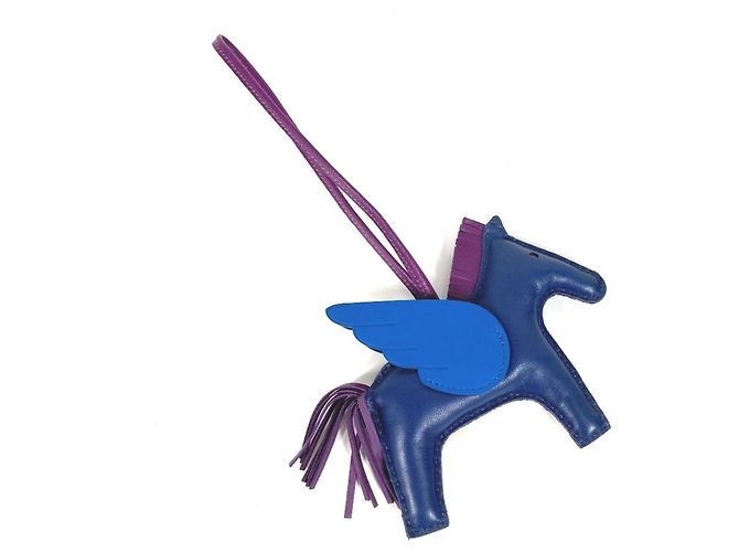 Hermès Portachiavi Cavallo Hermes Cheval Rodeo Pegasus MM Blu Porpora - vista 10