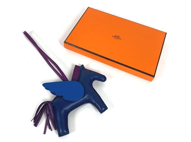 Hermès Portachiavi Cavallo Hermes Cheval Rodeo Pegasus MM Blu Porpora - vista 2
