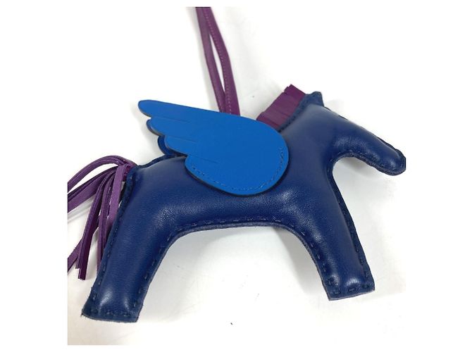 Hermès Portachiavi Cavallo Hermes Cheval Rodeo Pegasus MM Blu Porpora - vista 3