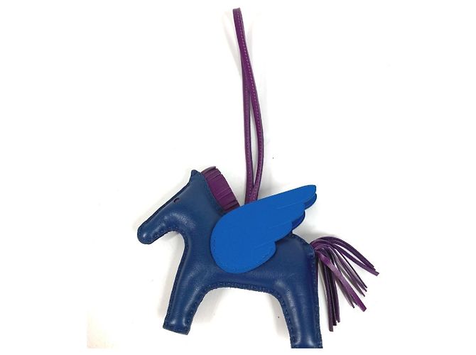 Hermès Portachiavi Cavallo Hermes Cheval Rodeo Pegasus MM Blu Porpora - vista 7