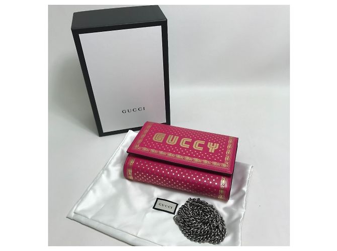 Portafoglio a tracolla con catena in pelle rosa Gucci - vista 16