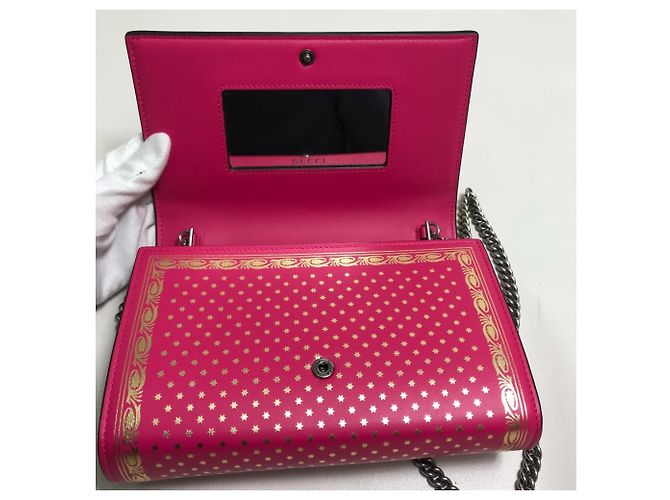 Portafoglio a tracolla con catena in pelle rosa Gucci - vista 7