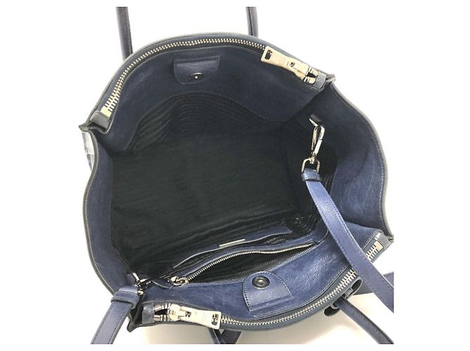 PRADA B2625M Vitello Daino Borsa Tote 2-Way Blu - vista 12