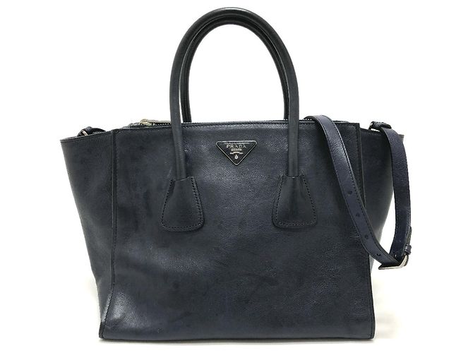 PRADA B2625M Vitello Daino Borsa Tote 2-Way Blu - vista 2