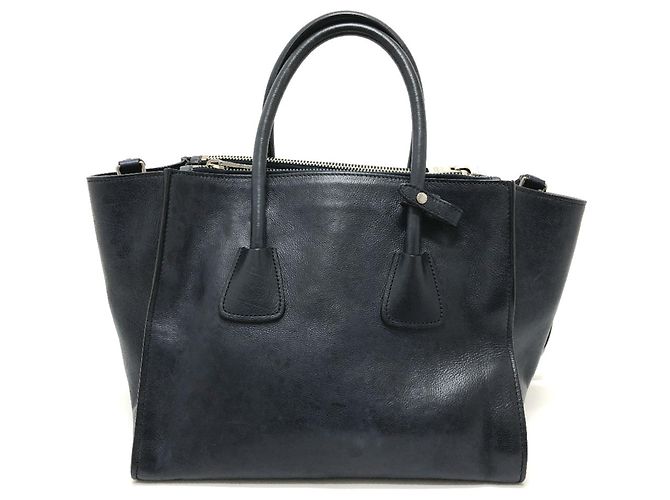 PRADA B2625M Vitello Daino Borsa Tote 2-Way Blu - vista 3
