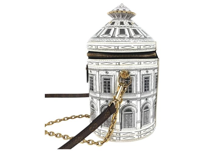 Borsa Louis Vuitton Fornasetti Cannes Marrone Bianco - vista 3