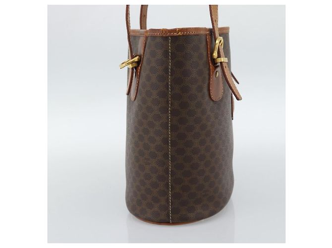 Céline Celine Vintage Macadam Canvas and Leather Marrone - vista 3