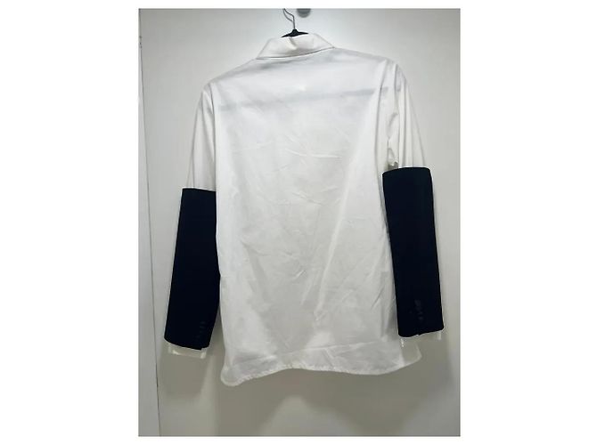 Autre Marque Camisa de algodón ECAILLE 3 blanca mangas contrastadas Negro Blanco - vista 2
