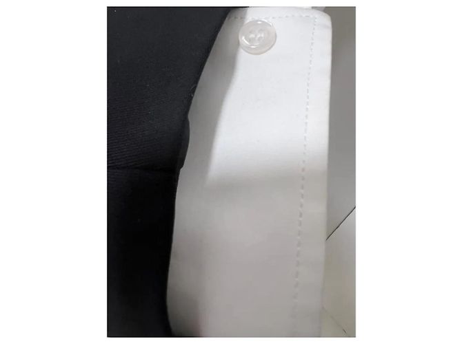 Autre Marque Camisa de algodón ECAILLE 3 blanca mangas contrastadas Negro Blanco - vista 5